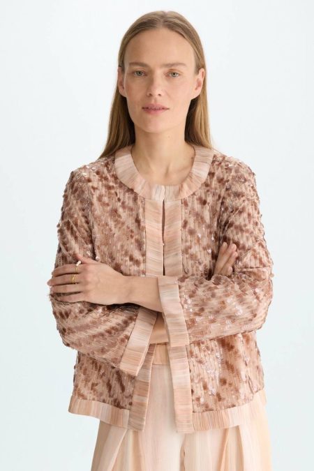 Women Bambula Sequinned Short Jacket Nude Purificacion Garci Evening