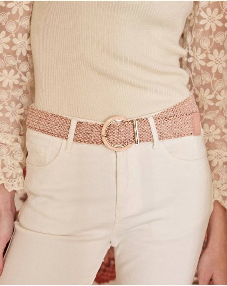 Women Belts Polín Et Moi Rose Pink Raffia Belt