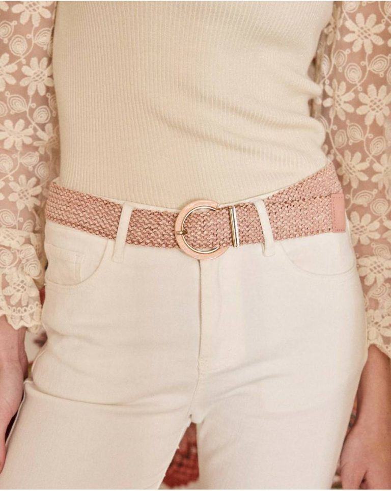 Women Belts Polín Et Moi Rose Pink Raffia Belt