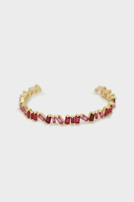 Women Bracelets Rectangles Cuff Purificacion Garci Pink/Gold