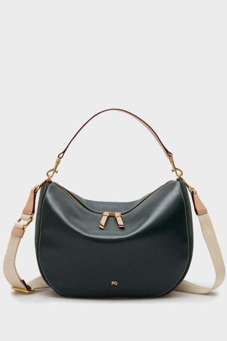Women British Green Shoulder Bags Combinación Única Half Moon Shoulder Bag Purificacion Garci