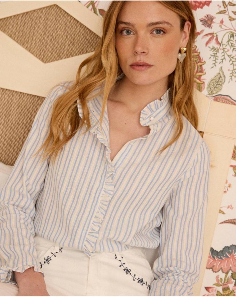 Women Calin Striped Blouse Blouses And Shirts Polín Et Moi White - Image 3