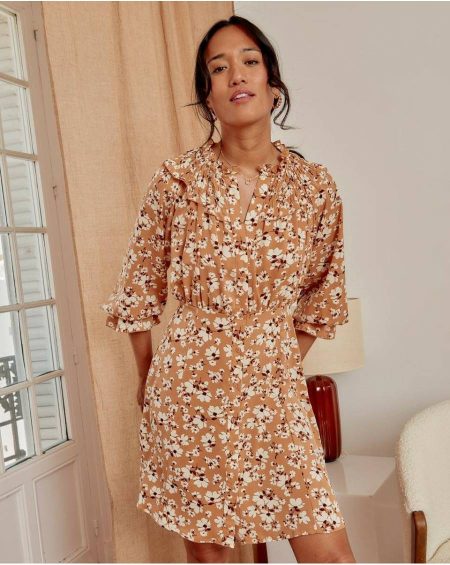 Women Camel Cris Short Dress Polín Et Moi Dresses