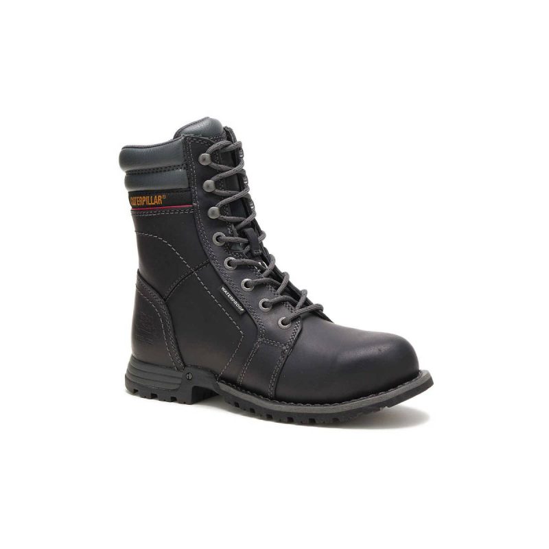 Women Cat Women's Echo Waterproof Steel Toe Work Boot Black Boots - Image 3