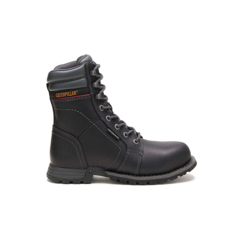 Women Cat Women's Echo Waterproof Steel Toe Work Boot Black Boots