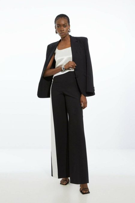 Women Clean Tailored Color Block Wide Leg Pants Mono Tailoring Karen Millen