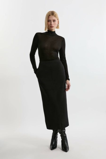 Women Compact Stretch Essential Tailored Maxi Skirt Karen Millen Skirts Camel