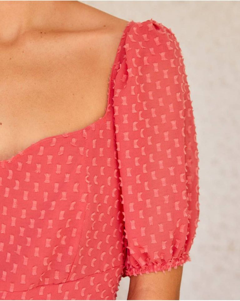 Women Coral Dresses Polín Et Moi Melia Neckline Dress - Image 4