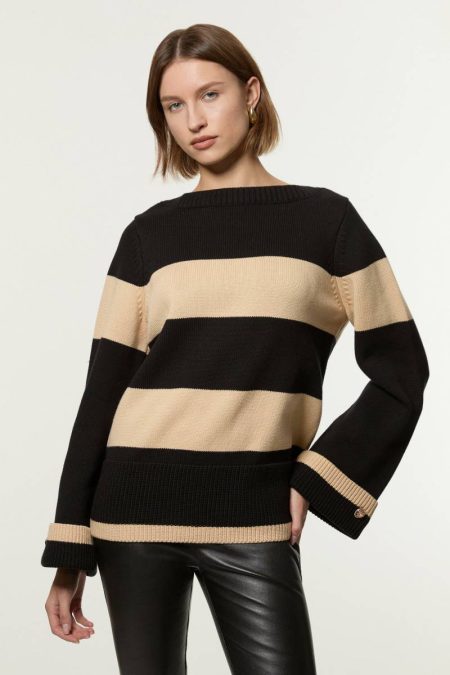 Women Cream Knitwear Knitted Stripe Sweater Karen Millen