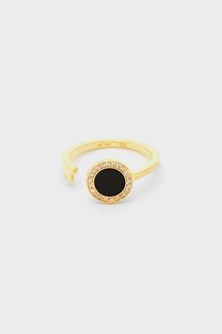 Women Crystal Purificacion Garci Keys Ring Black/Gold