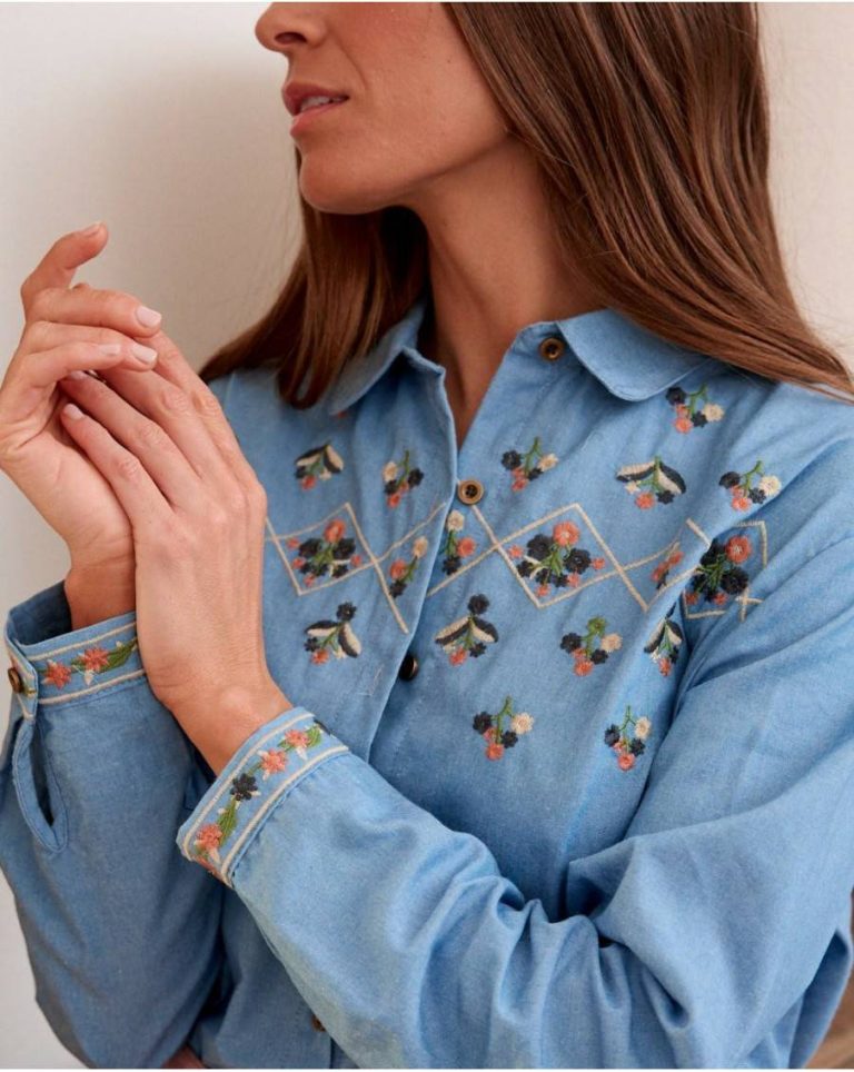 Women Denim Phoebe Denim Shirt Tops Polín Et Moi - Image 2