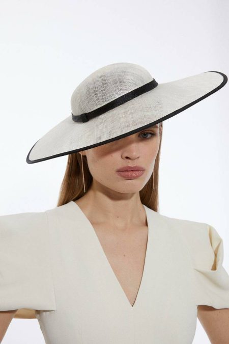 Women Fascinators Karen Millen Grosgrain Trim Large Disc Fascinator Ivory