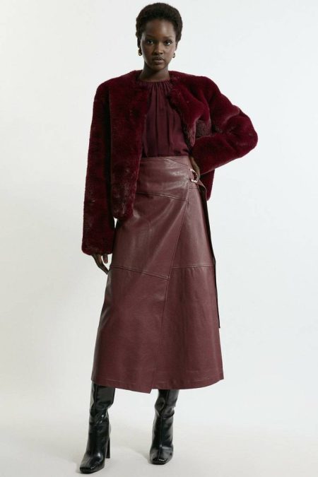 Women Faux Fur Coats & Jackets Karen Millen Collarless Faux Fur Jacket Forest