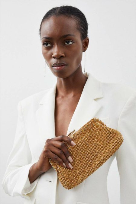 Women Gold Rhinestone Clutch Bag Karen Millen Bags & Purses