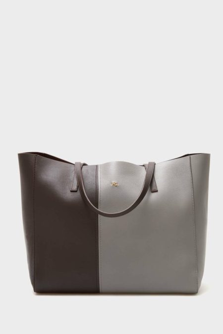 Women Grey/Dark Brown Twin Shoulder Bag Shoulder Bags Purificacion Garci