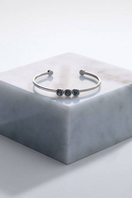 Women Hand Set European Crystal Trio Cuff Karen Millen Black Jewelry