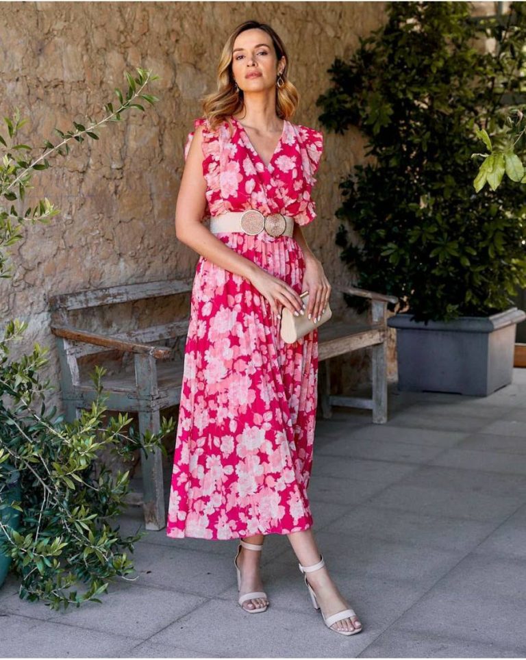 Women Hanna Ruffle Dress Dresses Polín Et Moi Raspberry - Image 2