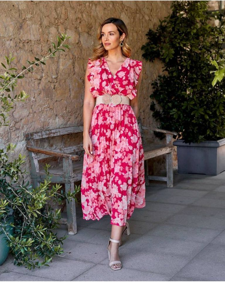 Women Hanna Ruffle Dress Dresses Polín Et Moi Raspberry - Image 3