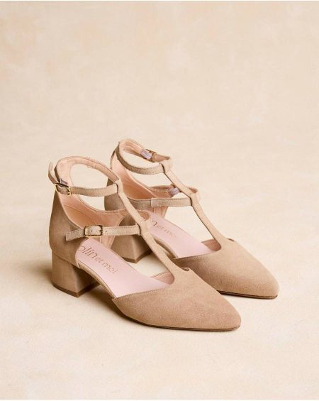 Women Heels Mary Jane Arianna Straps Beige Polín Et Moi