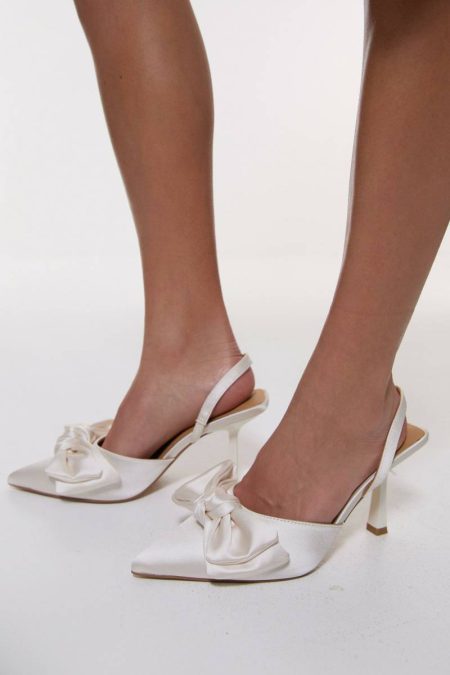 Women Heels Mono Satin Extreme Bow Slingback Court Heel Karen Millen