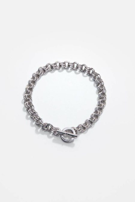 Women Jewelry Karen Millen Silver Hand Set European Crystal T-Bar Chain Bracelet