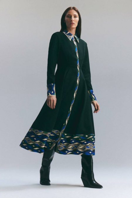 Women Karen Millen Maxi Dresses Forest Amelia Graham Printed Twill Border Print Maxi Dress