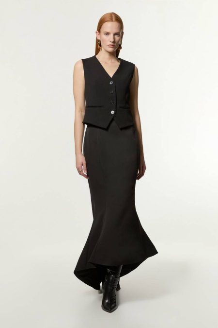 Women Karen Millen Tailoring Tailored Fishtail Maxi Skirt Ivory