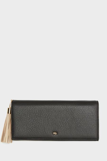Women Large Wallets Purificacion Garci Black/Beige Samburu American Wallet With Coin Purse