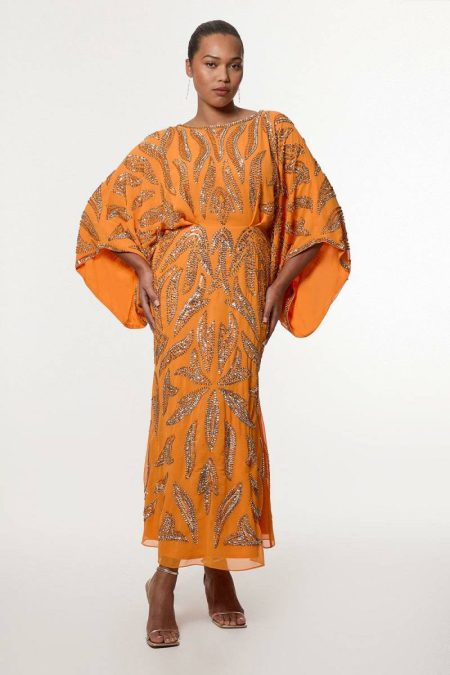 Women Mango Karen Millen Plus Size Kimono Sleeve Embellished Maxi Dress Maxi Dresses