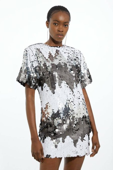 Women Mono Mono Disc Sequin Woven Mini Dress Tailoring Karen Millen
