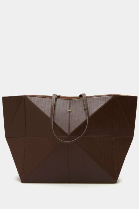 Women Origami Maxi Shoulder Bag Brown Purificacion Garci Shoulder Bags