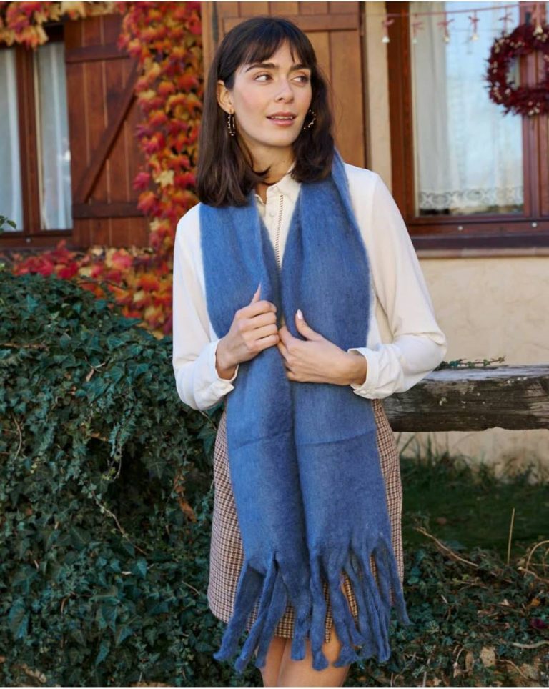 Women Other Polín Et Moi Denim Noemi Fringed Scarf - Image 2