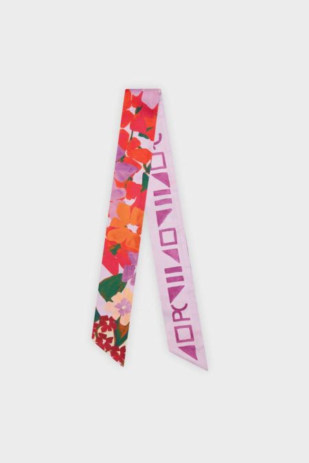 Women Pacific Silk Skinny Purificacion Garci Lilac/Orange/Coral Scarves