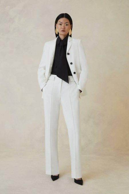 Women Petite The Founder Compact Stretch Slim Leg Pants Tailoring Karen Millen