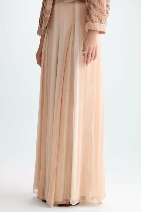 Women Pleated Bambula Culottes Nude Trousers Purificacion Garci