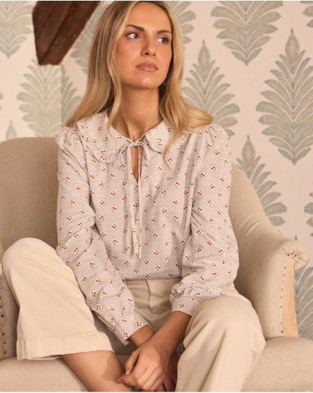 Women Polín Et Moi Blouses And Shirts Juliette Collar Blouse White