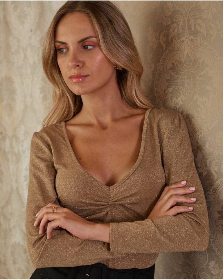 Women Polín Et Moi Juliet Knot Top Gold Tops - Image 3