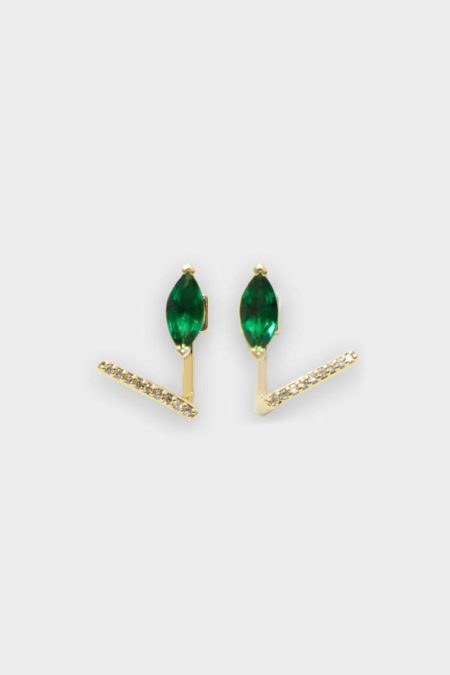 Women Purificacion Garci Crystal Gold/Green Radiant Earrings