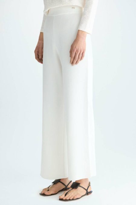 Women Purificacion Garci Double-Faced Stretch-Knit Straight-Leg Trousers Trousers Ecru