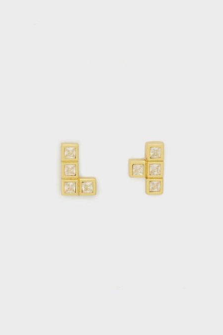 Women Purificacion Garci Earrings Gold/Crystal Tetrominó Earrings