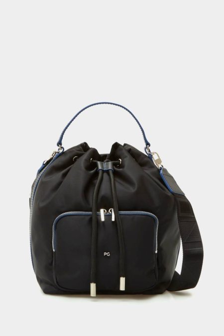 Women Purificacion Garci Nylon Cross Body Bucket Bag Crossbody Bags Black
