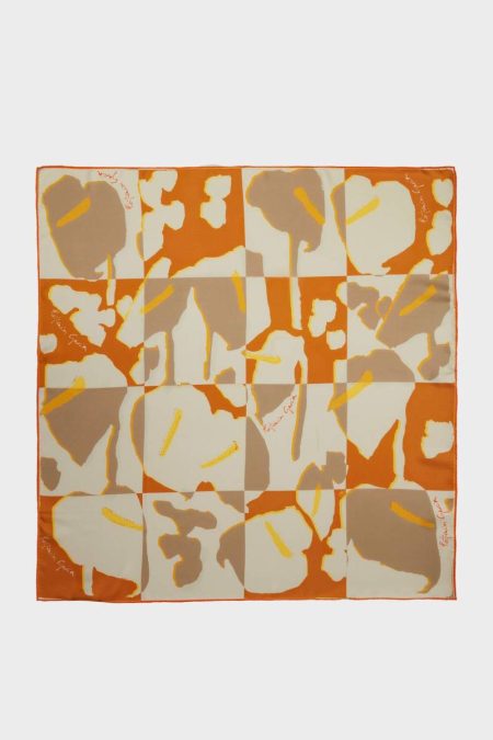 Women Purificacion Garci Orange/Camel/Beige Scarves Cala Frida 90 Silk Scarf