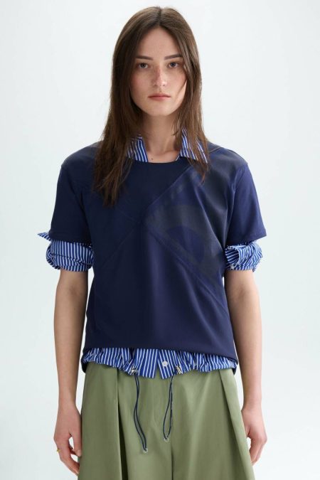 Women Purificacion Garci Origami Jersey Chiffon Straight-Fit T-Shirt T-Shirts And Tops Navy