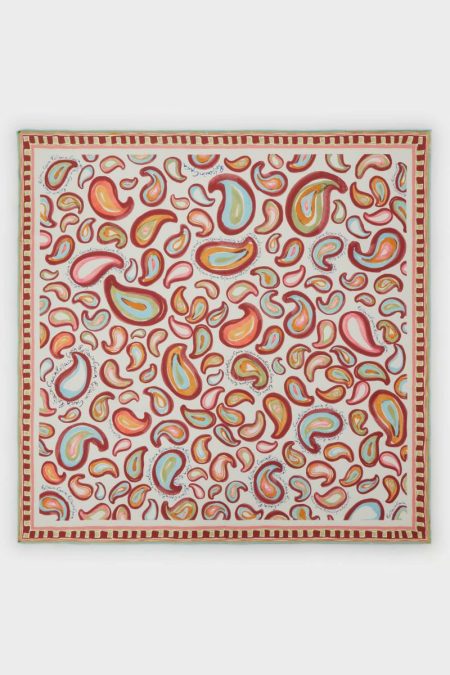 Women Purificacion Garci Purimecios 90 Silk Scarf Ecru Scarves