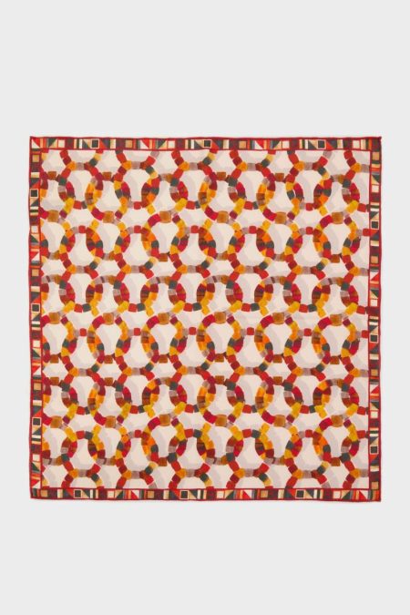 Women Purificacion Garci Scarves Afric8 53 Silk Bandana Beige/Red/Ochre