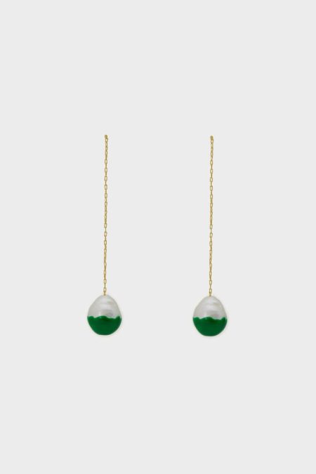 Women Purificacion Garci Vermeer Earings Green Pearl