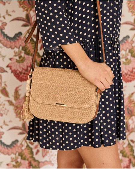 Women Rafia Vera Crossbody Bag Polín Et Moi Bags Beige