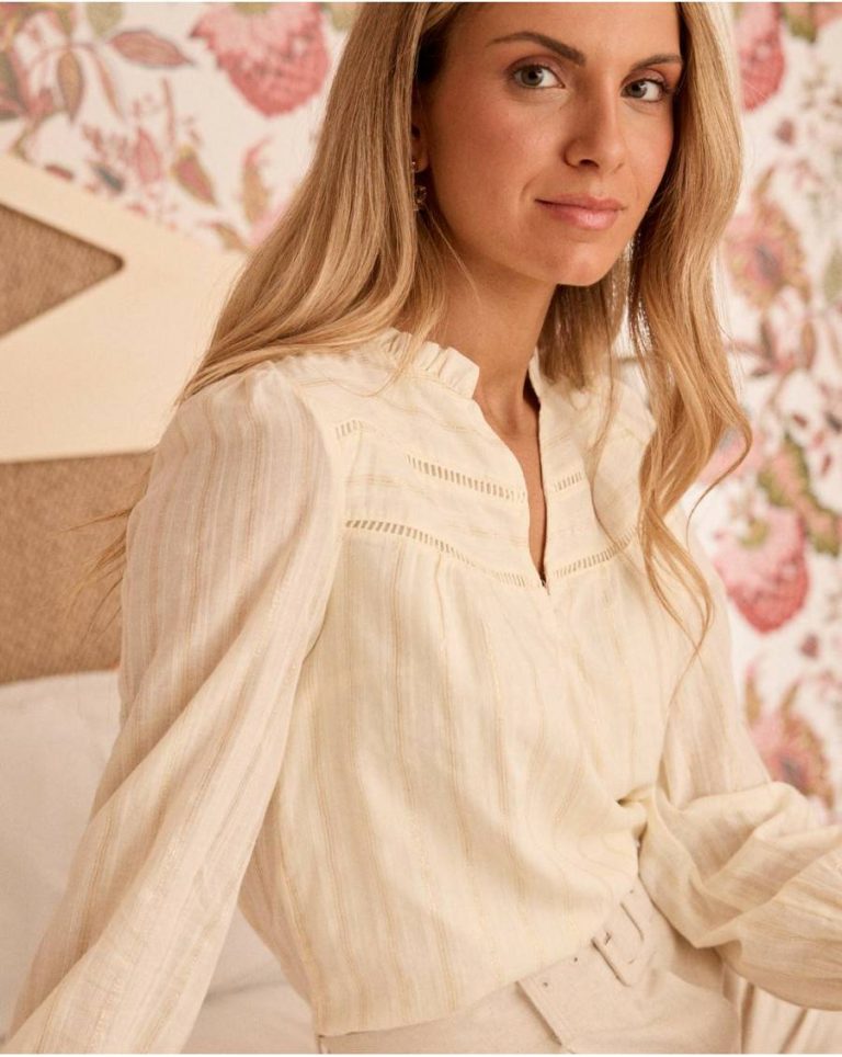 Women Raw Blouses And Shirts Polín Et Moi Lurex Sabriel Striped Blouse - Image 3