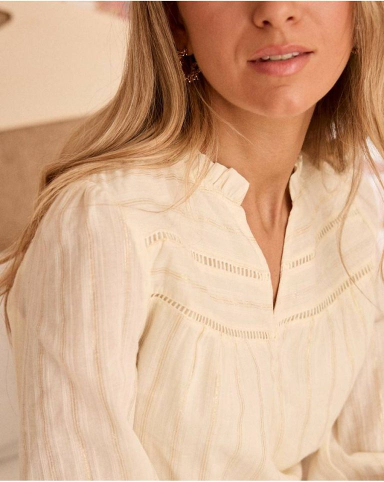 Women Raw Blouses And Shirts Polín Et Moi Lurex Sabriel Striped Blouse - Image 4