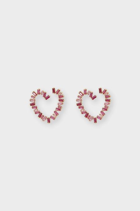 Women Rectangles Earrings Evening Purificacion Garci Pink